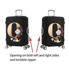 WUJIAONIAO Stretch Printed Suitcase Cover Washable Luggage Protector Fits 18-32 Inch Luggage Letter pattern (S (for 18-20 inch luggage), Letter Q)