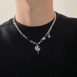 Gifts for Boyfriend Necklace Silver Chain for Men Star Moon Necklace Promise Chain Summer Jewelry Meaningful Birthday Gifts for Him Boyfriend My Man