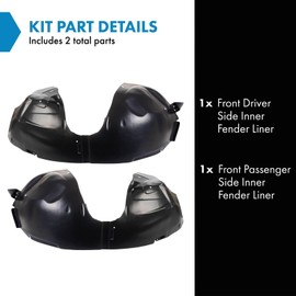 TRQ TRQ Front Inner Fender Liner Set Compatible with 2009-2019 Ford Flex FO1248139 FO1249139