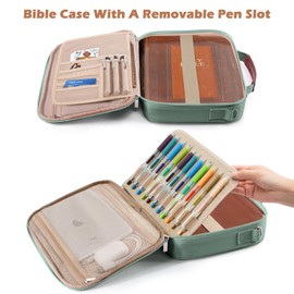 Aplufine Bible Cover for Men-Bible Case for Women-Medium Bible Bags and Totes-Large Bible Carrying Case-Bible Carrier with Shoulder Strap,Detachable Pen Loops for Bible Accessories,Gift Men Women