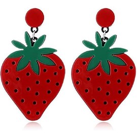 Bohemian Acrylic Strawberry Earrings for Women Summer Fruit Dangle Earrings Cute Strawberry Statement Earring Jewelry (Red, 6.3 * 3.7CM)
