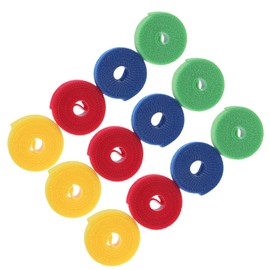 CIYODO 12Pcs Colorful Nylon Back to Back Sticky Cable Ties Wire Organizer for Home Office and Outdoor Use Red Green Reusable Tie Wire Straps for Efficient Cord Management