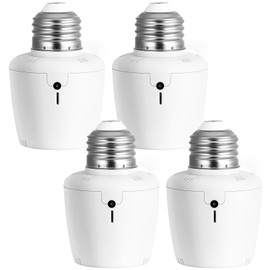 SURAIELEC Dusk to Dawn Sensor Socket, Automatic Light Sensor Socket for for E26/E27 Bulbs, Flame Bulb, Outdoor Lighting Fixtures, Works with LED, CFL, Halogen, Incandescent Bulbs, White, 4-Pack