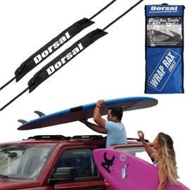 Dorsal Universal Soft Roof Rack Pads for Surfboard Kayak SUPs with Car Tie Down Straps and Storage Bag - Pack of 2 Polyester 28" Inch Black