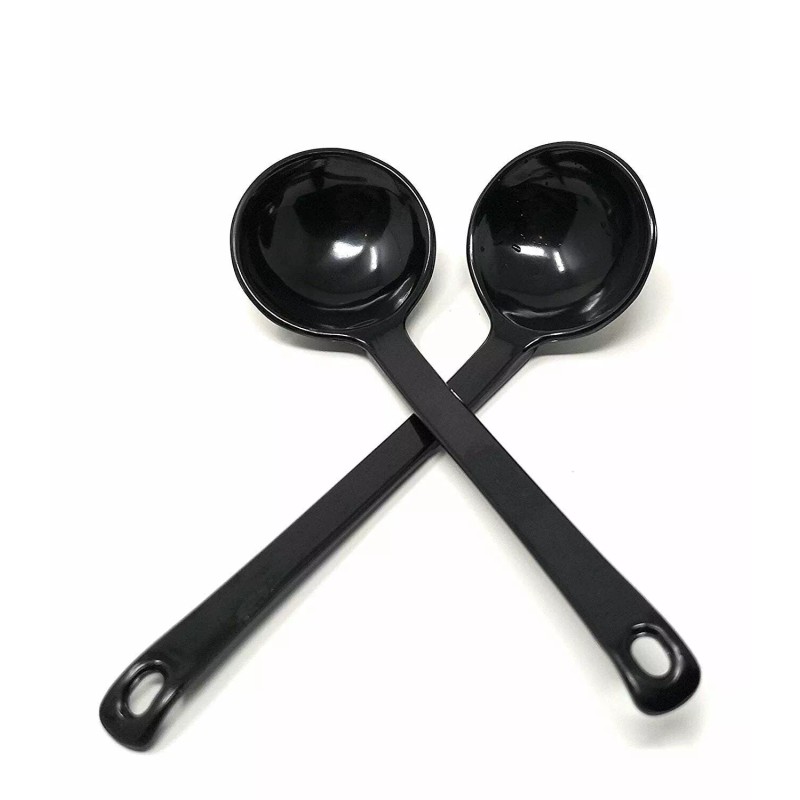 ASIAN HOME Black Melamine Japanese Long Handle Spoons for Ramen,