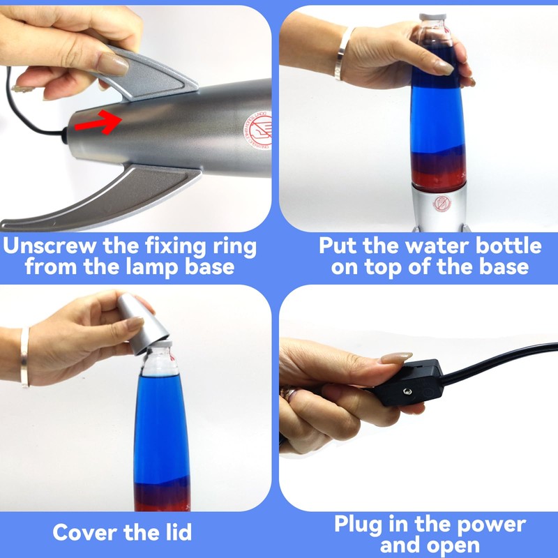 GANBIPU Original Magma Lamp with Blue Liquid and Red Wax,