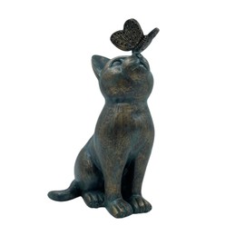 XZJMY Garden Decor Statues,Cat Figurines Gifts with Butterfly,8" Scarecrow for Garden - for Indoor Outdoor Home Or Office,Garden Statues Decor