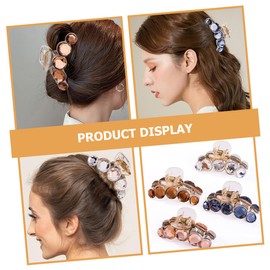 FRCOLOR 4pcs Plastic Hair Pins Large Crystal Gems Plastic Hair Claw Clips Jaw Barrettes Clasps Hair Claw Clamps Non Hair Grip Octopus Jaw Womens Hair Clips Rhinestone Claw Clip Ponytail