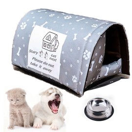 Cat House for Outdoor Cats in Winter, Thickened Weatherproof Foldable, Houses for Feral Cats Stray Cats Shelter Home Keep Warm Outdoor Indoor Garden (X Large, Grey)