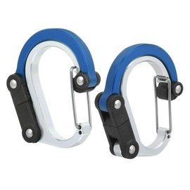 2-Piece Aluminium Carabiner Hook Outdoor Multifunctional Quick Release Outer Buckle for Camping Hiking (Blue)