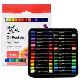 Mont Marte Oil Pastels Signature 24pc, 24 Assorted Colours, Vibrant Oil Pastel Set, Great Blending and Layering, Ideal for Art, Craft, Colouring and Sketching