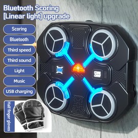 Boxing Machine for Children with Counting Function, Smart Bluetooth Music Boxing Machine, Boxing Machine Wall Mounted with 3 Speed Levels, Music Boxing Machine with Half Finger Boxing Gloves for Home