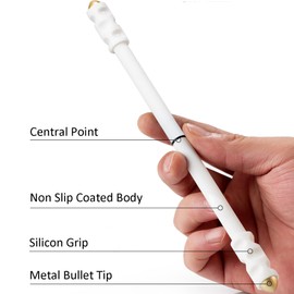 TOMZEGNA Pen Spinning Mod Golden Bullet, Non Slip Coated Long Heavy Weighted Spin Pen for Beginner and Intermediate, White