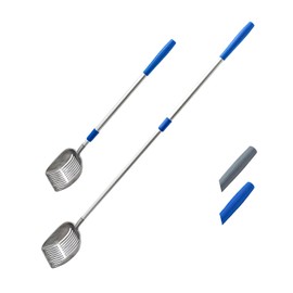 WePet Extendable Cat Litter Scoop, Extra Long Handle, Simple Adjustable to Desired Length, Aluminum Alloy Sifter, Metal Scooper, Deep Shove, Poop Sifting, Durable, Rust-proof, Size XXL, Blue Handle