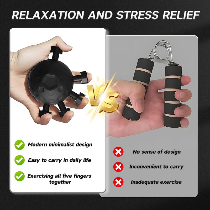 Lets Joy Finger Grip Strengthener, Black Hand Grip Trainer, Hand
