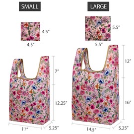 allydrew JoliBag Nylon Reusable Grocery Bag, 2 Pack, Easter Floral