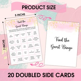 Find the Guest Bingo - Adult Birthday Party Games Decoration Party Games for Adult Friend, Birthday Party Activities Favor Supplies for Her Girls Teenager, 20 Birthday Games Card Set -04