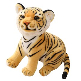 Uposao Tiger Plush Toy Cushion, 23 cm Simulation Tiger Plush Toy Cuddly Toy Stuffed Toy Lifelike Tiger Toy Decorative Cushion Plush Toy Cushion Gifts for Baby Boys Girls Children, Yellow