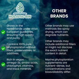 Holistic Bin Marine Phytoplankton Powder – Sustainably Cultivated in Nordic Green Water Farm – Nutrient-Dense Omega-3 Superfood – Rich in Amino Acids, Chlorophyll, Vitamins & Trace Minerals – 50 Grams