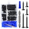 Wensilon (150Pcs) Black Wood Screw Quick Metal Self Tapping Flat