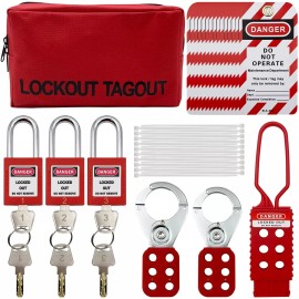 SAFBY Lockout Tagout Kit Electrical Loto - Group Lockout Hasps, Lockout Tags, Safet...