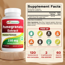 Best Naturals Pomegranate Extract 250 mg 120 Capsules