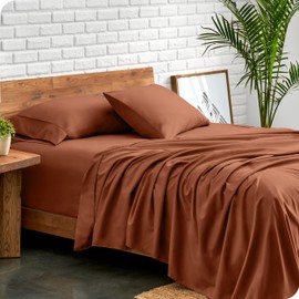 Bare Home Luxury 1800 Ultra-Soft Microfiber Queen Bed Sheets - Double Brushed - Deep Pockets - Easy Fit - 4 Piece Set - Bedding Sheets & Pillowcases (Terracotta)