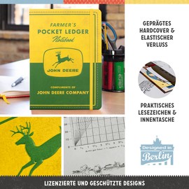 Nostalgic-Art Retro Notizbuch, A5, John Deere – Farmer's Pocket Ledger – Geschenk-Idee für Traktor-Fans, Original Lizenzprodukt (OLP), Bullet Journal dotted, Vintage Design