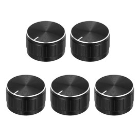 MECCANIXITY Potentiometer Control Knob 6mm D Type Shaft Electric Guitar Power Amplifiers Stereos, Bass 180 Degrees 6x30x17mm Aluminum Plastic Knobs Black 5PCS