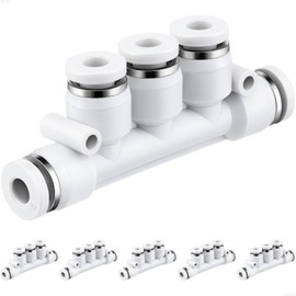 VIILOCK Push to Connect Tube Fittings, 5 Way 4mm OD Plastic Inline Manifold Union Air Line Fittings PK-4 (Pack of 6)