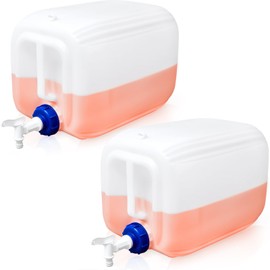 Kigley 2 Pieces 5 Gallon Carboy with Spigot, 10 Gallons Total, Plastic Water Tanks Container Vented HDPE Water Jug Dispenser Translucent Bucket