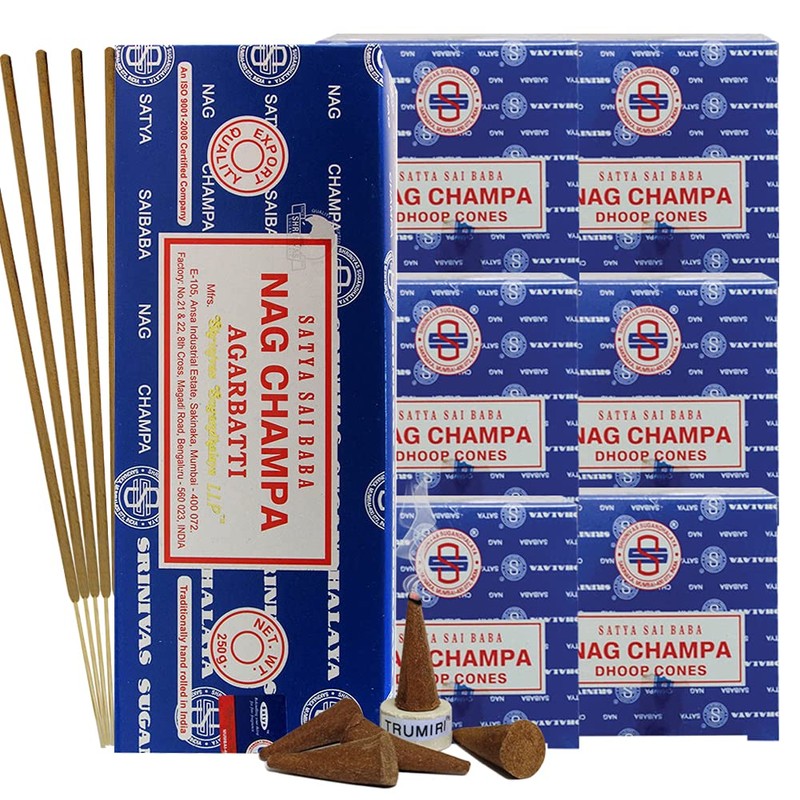 Nag Champa Incense Sticks 250g and Cones Variety Pack with
