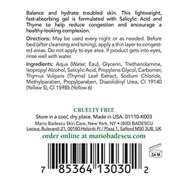 Mario Badescu Suero antiacné para pieles mixtas y grasas | Suero en gel clarificante que combate los poros obstruidos | Formulado con ácido salicílico y glicerina | 1 onza líquida