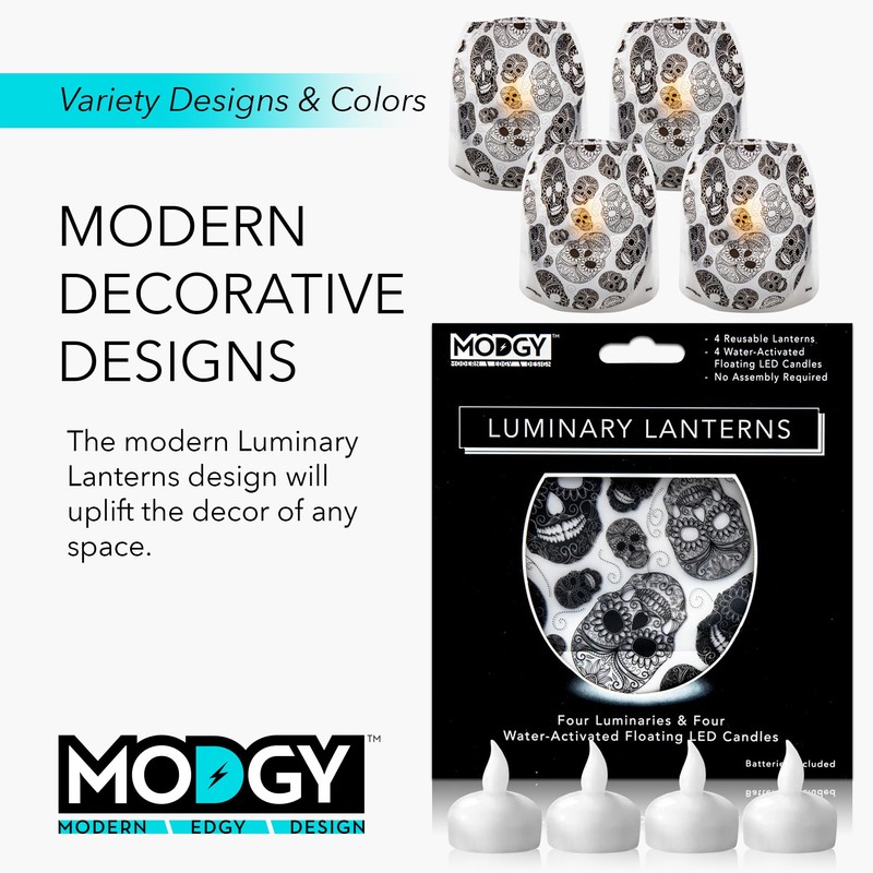 MODGY Luminary Lanterns, Halloween Candle Holders with Flameless Floating LED