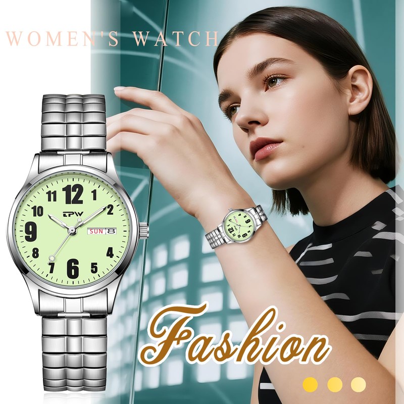 Avaner Women's Stretch Band Watches: Ladies Elastic Strap Stainless Steel