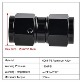 EVIL ENERGY 10AN Female to 10AN Female Straight Swivel Coupler Union Fitting Adapter Aluminum Black 2PCS