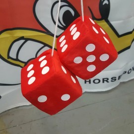 National Speed Automotive Supply Premium Vintage Style Car Red Hanging Mirror 3" Inch Fuzzy Dice Pair