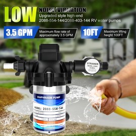 Rv Water Pump,12v Diaphragm pump,2088-554-144/2088-403-144 Fresh Water Pump,12v 3.5 Gallons per Minute,45 psi,1/2 npt Connection