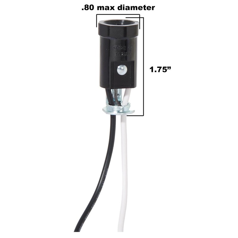 B&P Lamp® Pigtail E12 Candelabra Socket with 1/8F Hickey and