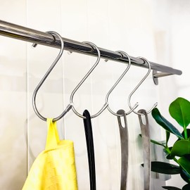 16 S Hooks Stainless Steel – Holds up to 25 kg – 12 cm Large – Rustproof S-Hooks for Hanging