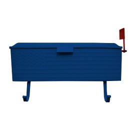 Oakland Living AZ620-BLUE Blue Patriotic Metal Outgoing Mail Flag and Newspaper Hangers Wall Mounted Mailbox