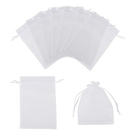 NBEADS 100 Pcs Jewellery Pouch Gift Bag Jewelry Storage Bag Organza Pouches for Earrings Necklace Bracelet Storage, White, about 16cm Long, 11cm Wide