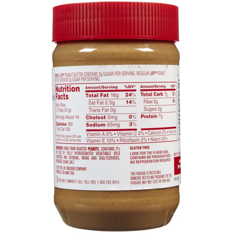 Jif Simply Creamy Peanut Butter, 15.5 oz, 3 ct
