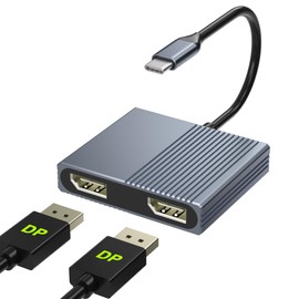 USB-C to Dual DisplayPort Adapter 4K@60Hz USB Type C to Displayport Dual Monitor DisplayPort Splitter Multi-Display 3-Screen Multi-Display Adapter Support Duplicate/Extend Mode Connect 2 Monitors to
