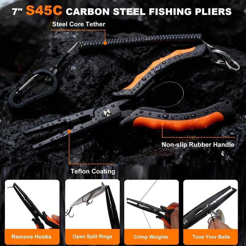 BasicGear Fishing Tool Set – 7” Pliers, 9.5” Fish Lip