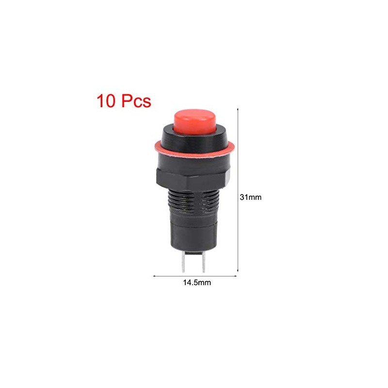 sourcing map 10pcs 10mm Momentary 2P Plastic Mini Round Push
