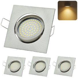 Sweet Led Flat, Recessed Spotlight, Swivelling, 3.5 W, 230 V, Square, Brushed Chrome, Eibauspots Warm White 3000 K