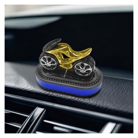 Craedli Solar Powered Diffuser Car Dashboard Decoration, Rotating Motorcycle Design Auto Center Console Ornament with Diffuser Base, Refillable Car Interior Decoration for Home, Office (Blue)
