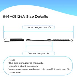 PELIF 946-05124A Blade Engagement Cable Fits Troy-Bilt 42 MTD Craftsman Huskee Murray Lawn Mower 746-05124A 746-05124 946-05124