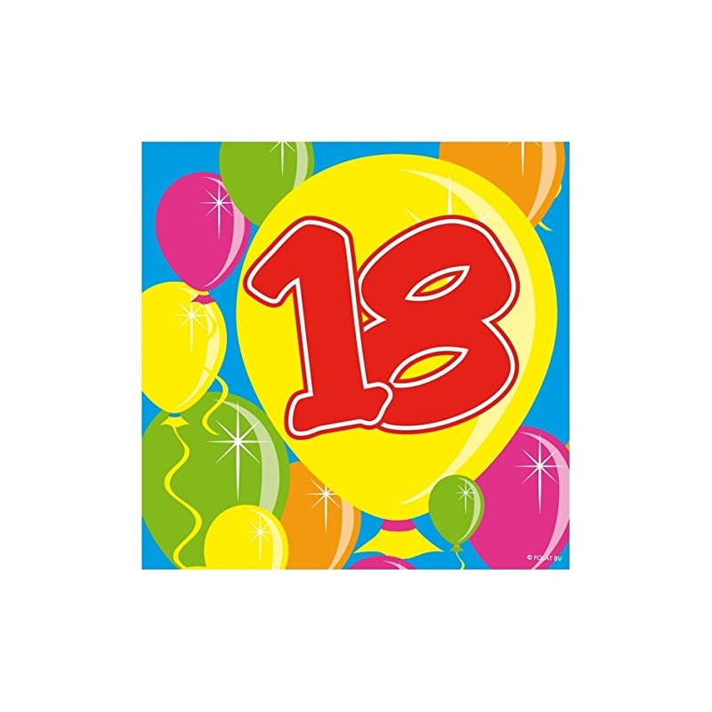 Folat 20Stk. Servietten Zahl 18 Geburtstag Jubiläum